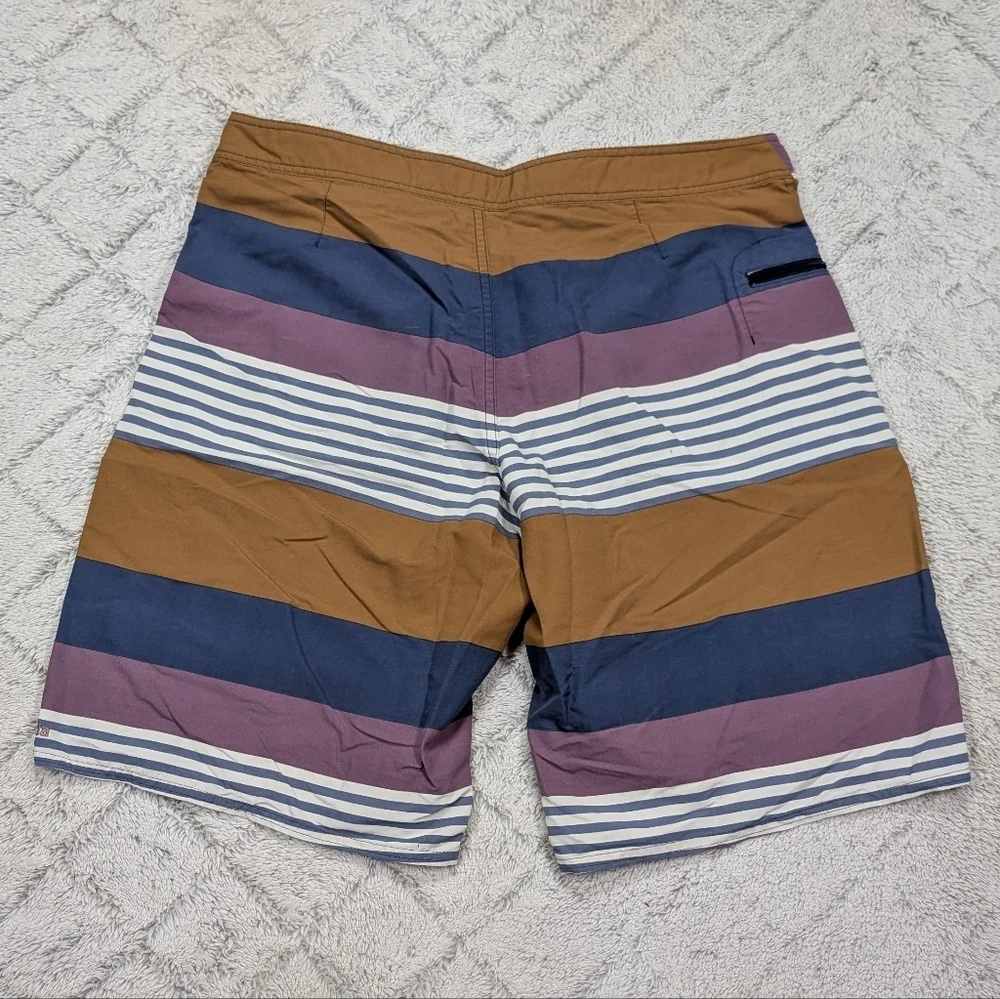 Patagonia Shorts Mens 34 Brown Blue Wavefarer Board Outdoor Swim Travel 10”